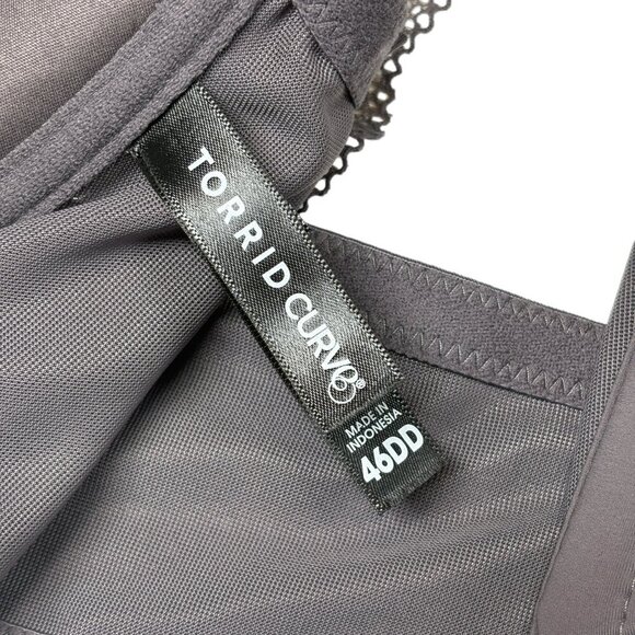 Torrid Gray Front Closure Lace Push Up Plunge Bra Women's Plus Size 46DD NEW - Picture 5 of 7